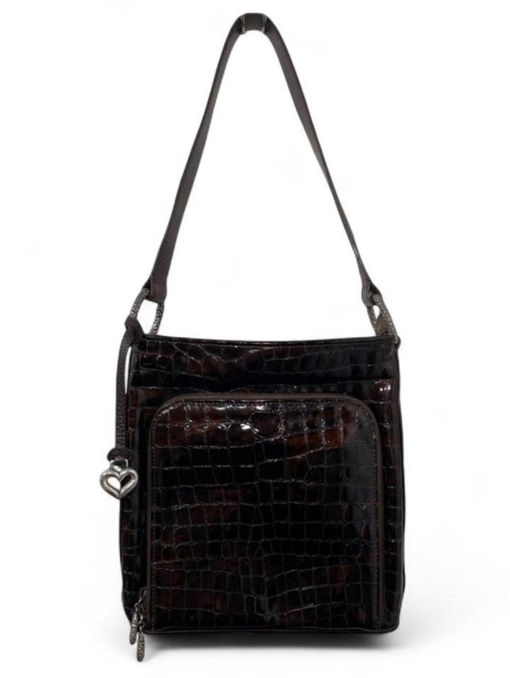 Brighton Brown Shoulder Bag with Crocodile Texture